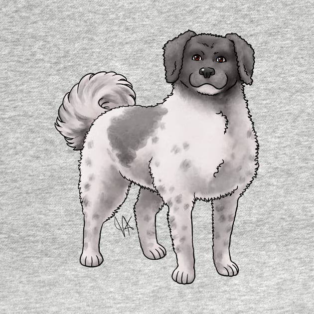 Dog - Wetterhoun - Black and White by Jen's Dogs Custom Gifts and Designs